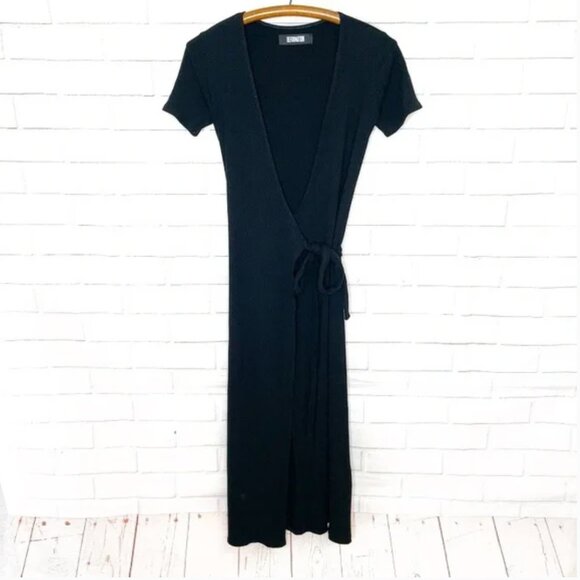 REFORMATION Black Knit Wrap Dress - Picture 3 of 8